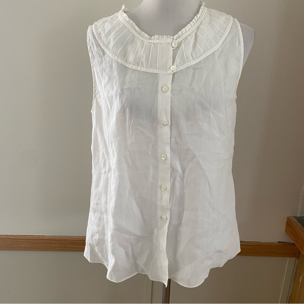 Armani Collezioni Top Bamboo Italy Blouse Lightweight Button Front Pleated